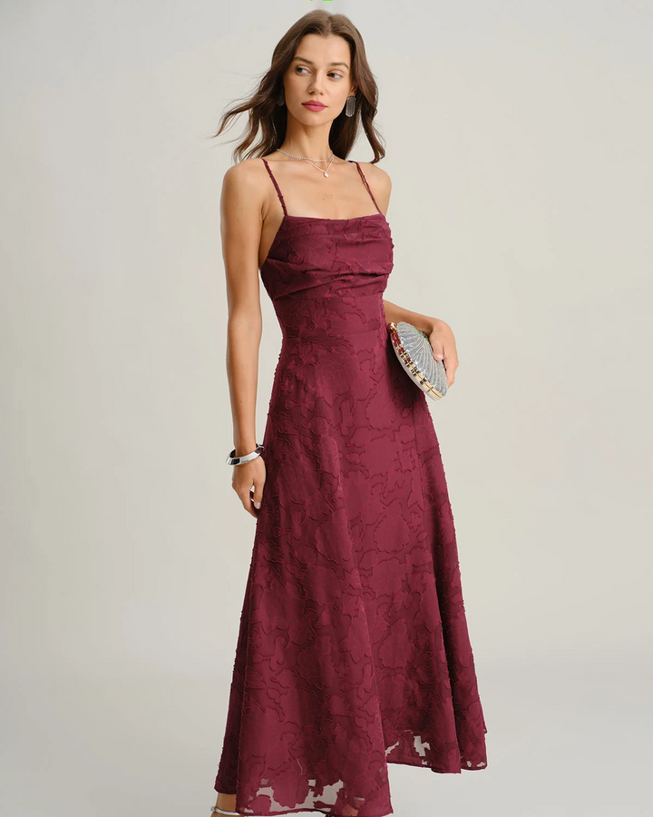 Sienna | Sweetheart Jacquard Slip Midi Dress
