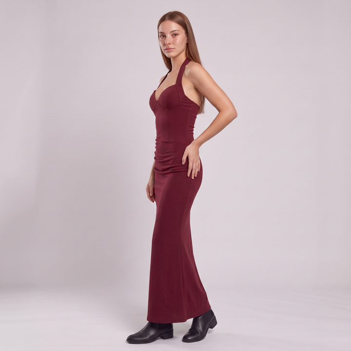 Viorela | Halter Sweetheart Backless Maxi Dress