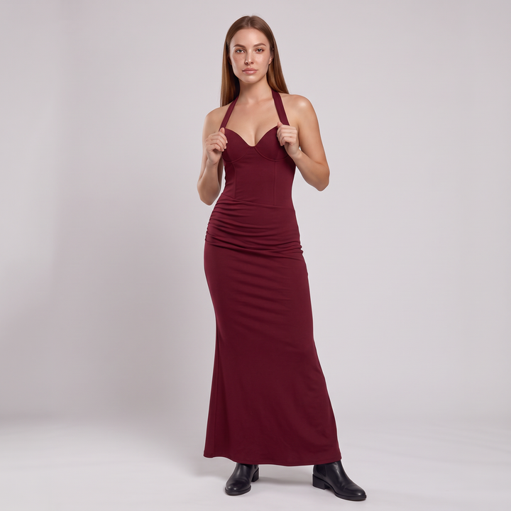 Viorela | Halter Sweetheart Backless Maxi Dress