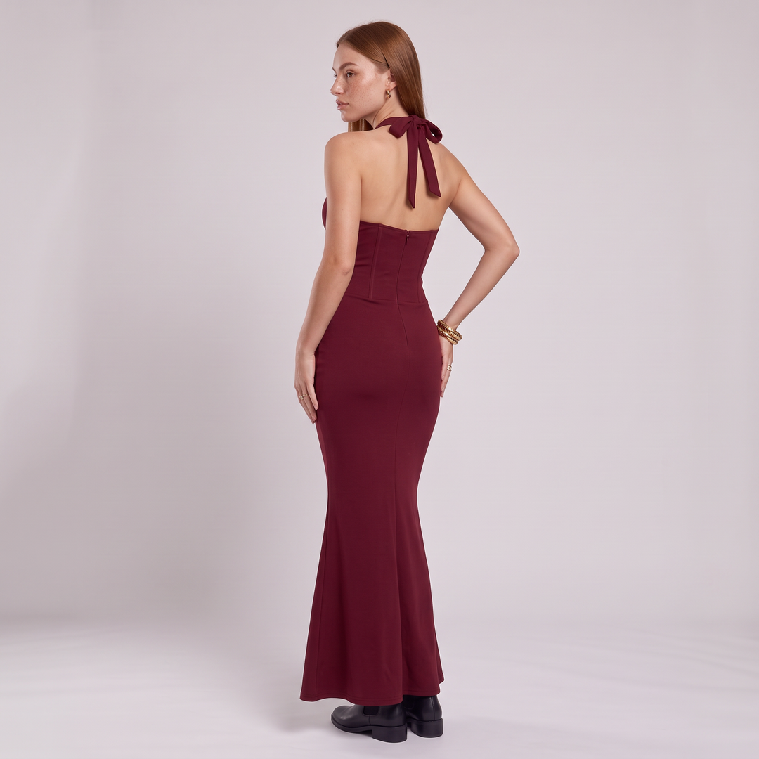 Viorela | Halter Sweetheart Backless Maxi Dress
