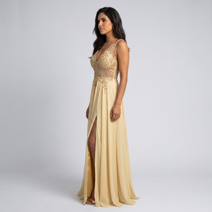 Vivienne | Maxi V-Neck Split Evening Dress