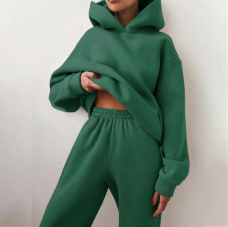 Woman in a hoodie and joggers tracksuit