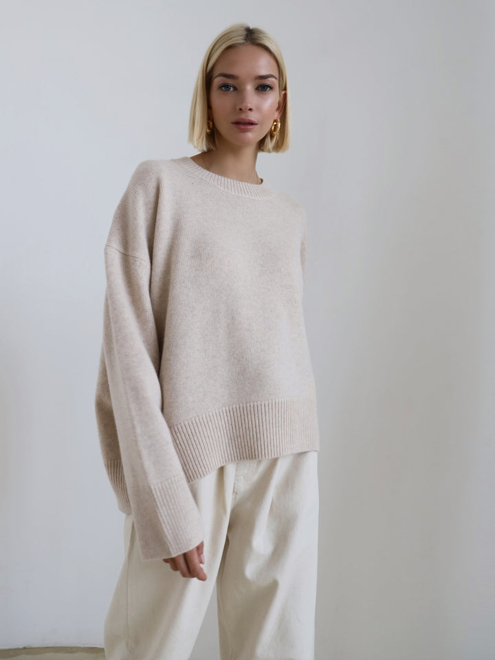 Thick Knit Pullover Jumper, Loose Fit Round Neck Top