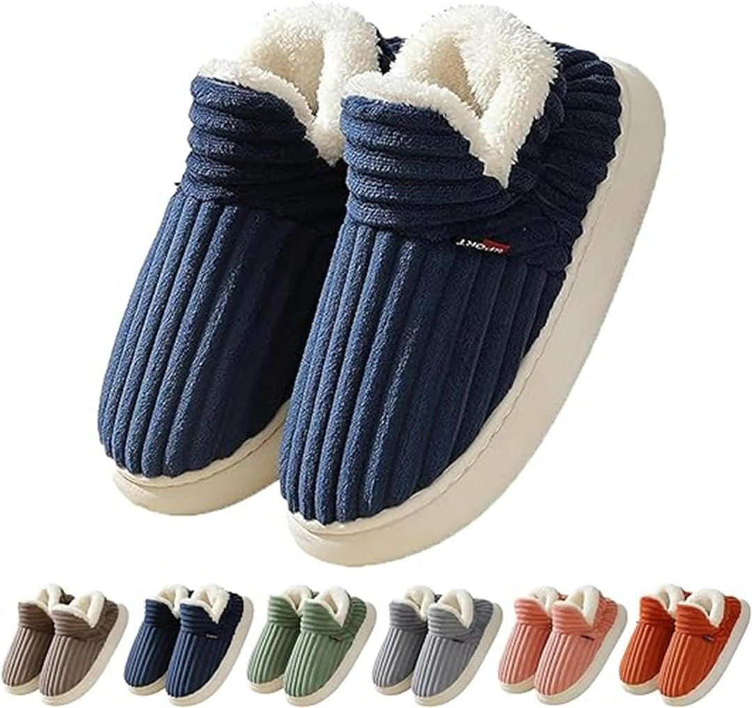 Striped Plush Home Slippers for Men and Women, Indoor Outdoor