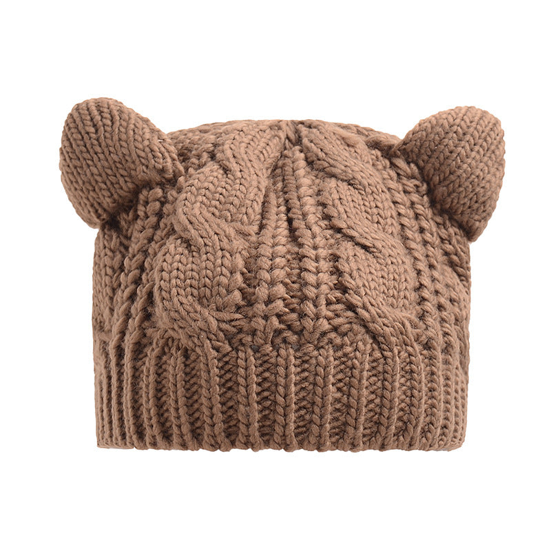 Cute Cat Ear Beanie – Hand-Knitted 3D Winter Hat